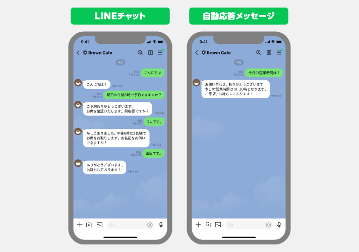 LINE公式アカウントのチャットと自動応答メッセージ