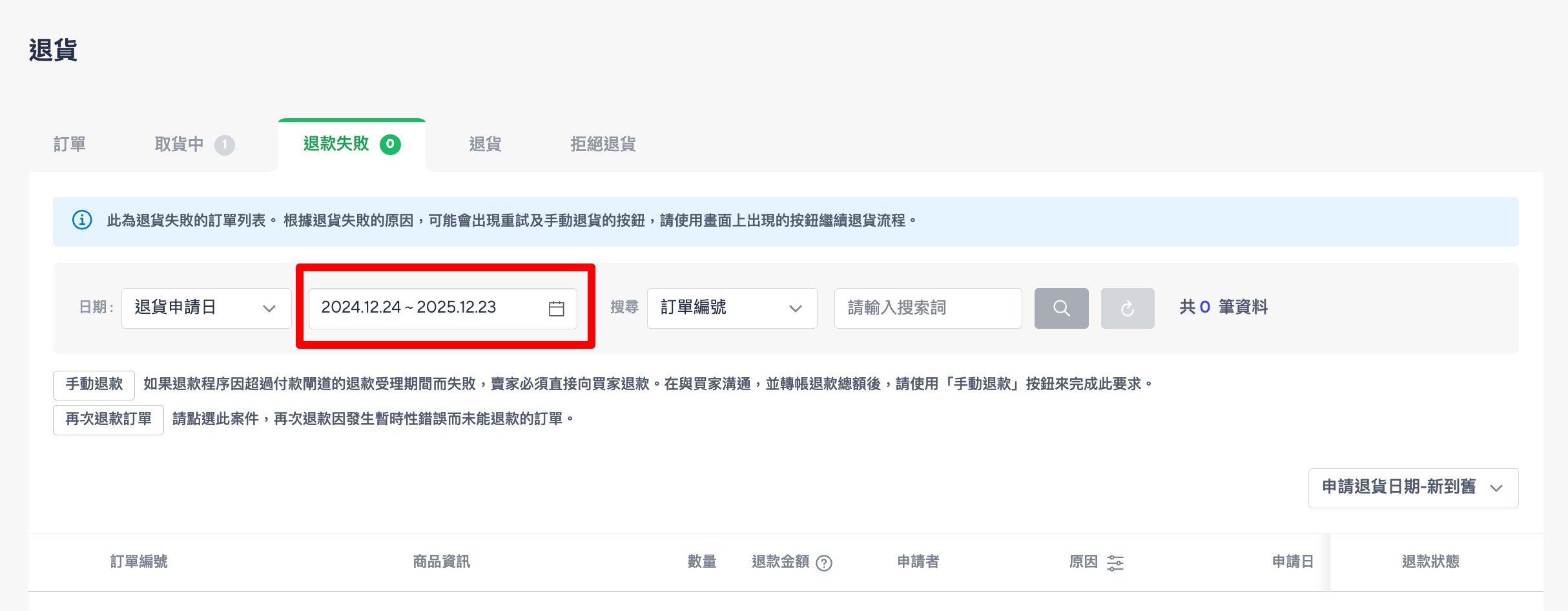 退貨退款失敗示意圖