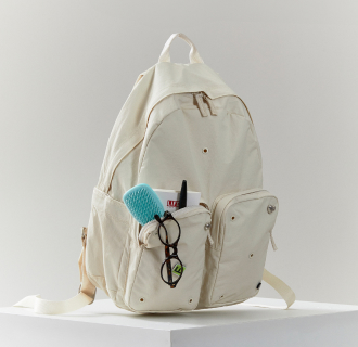 cream backpack photo
