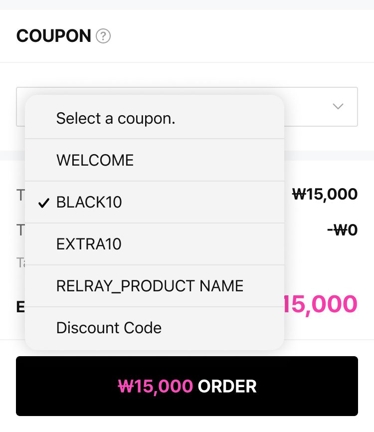 coupon usage 1. select coupon name