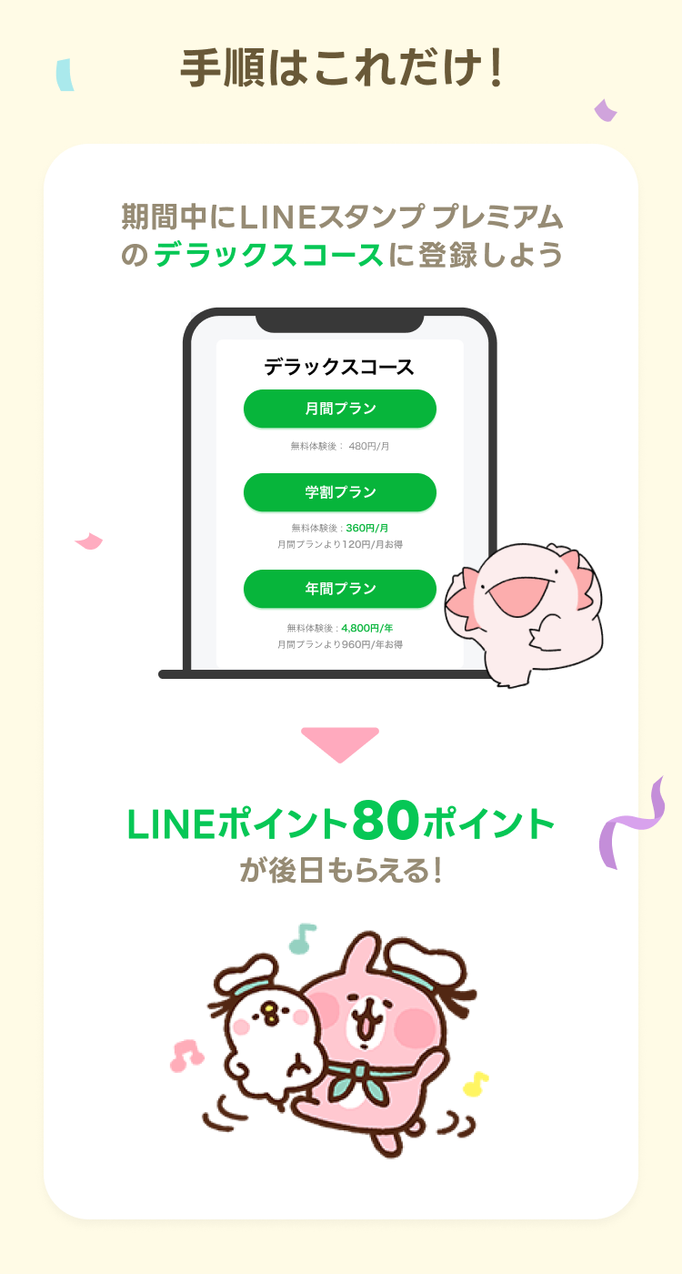 デラックスコースにアップグレードで、LINEポイント80ポイントもらえる！