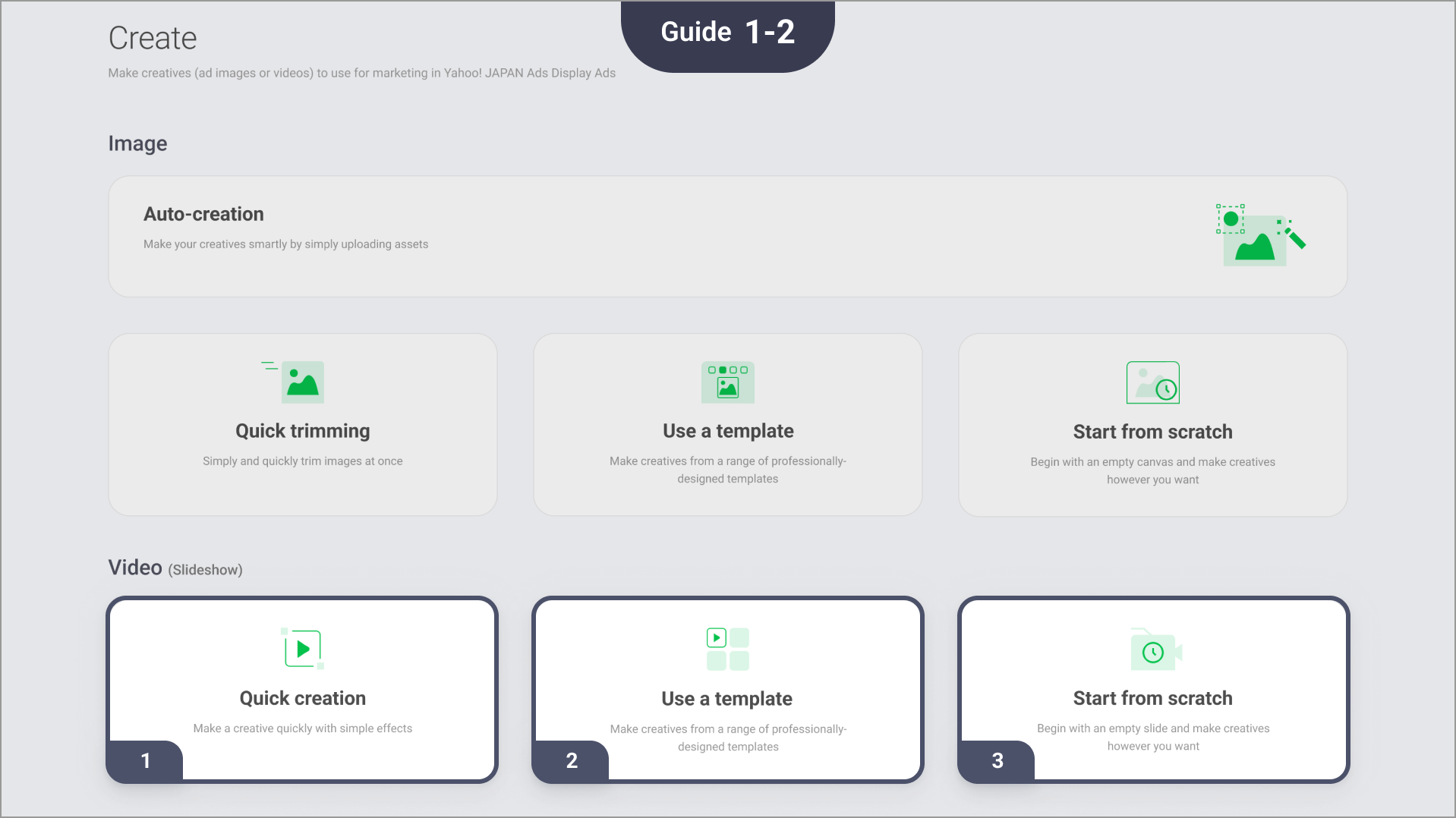 Supported video creation modes