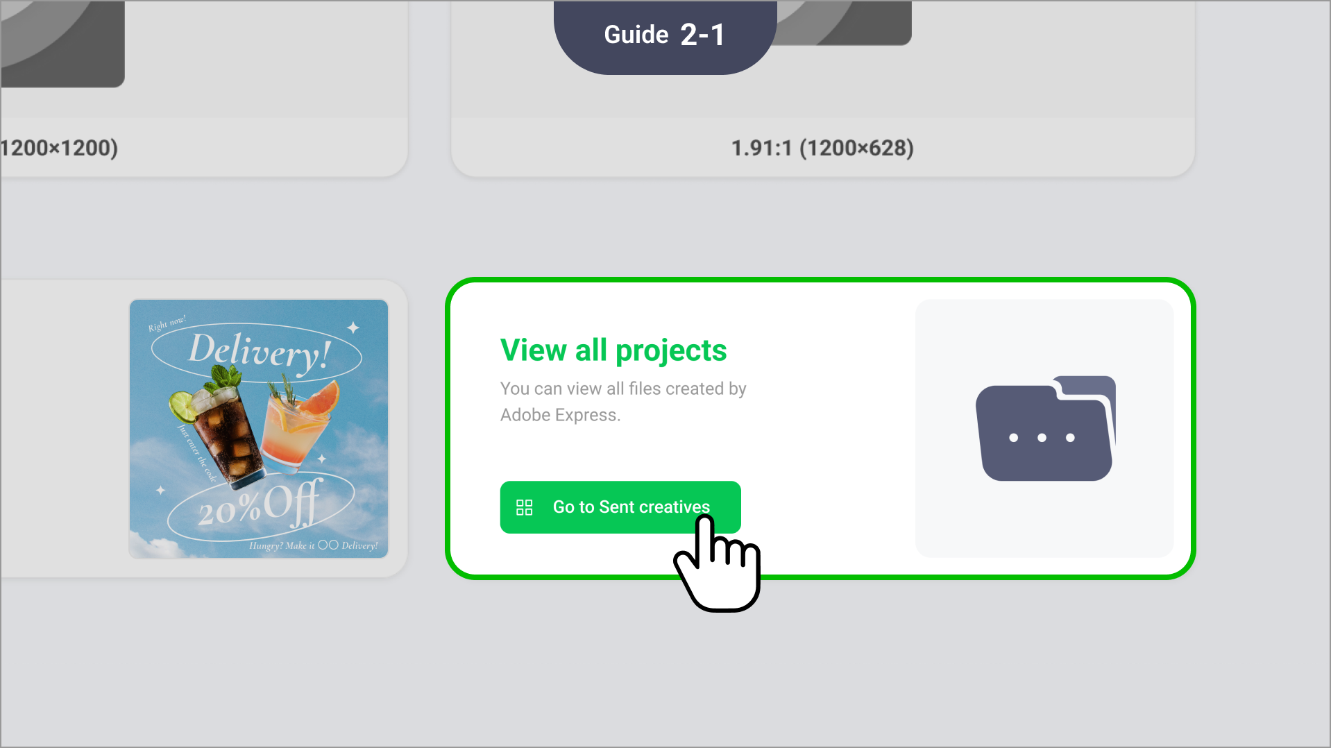 You can also make additional edits to a sent creative by clicking the options icon at its top right  > View info > the edit icon to the right of "Edit."