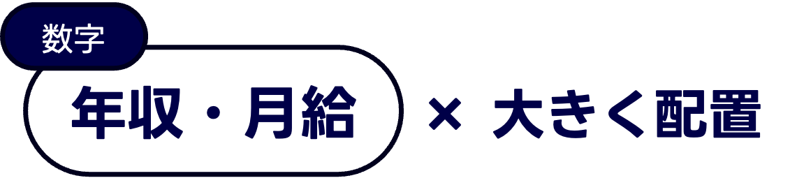 年収・月給 × 大きく配置