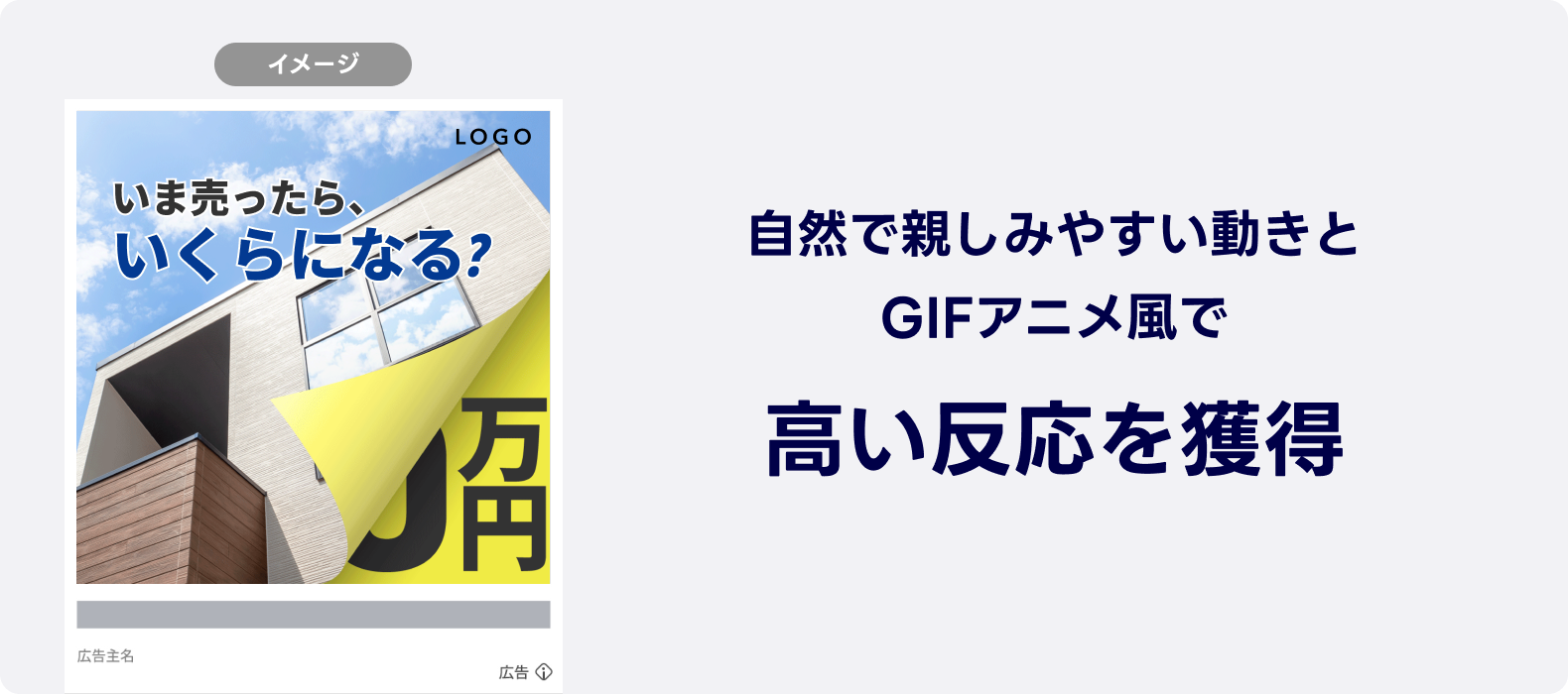 住宅外観と「今売ったらいくらになる？」と売却価格を訴求する不動産査定