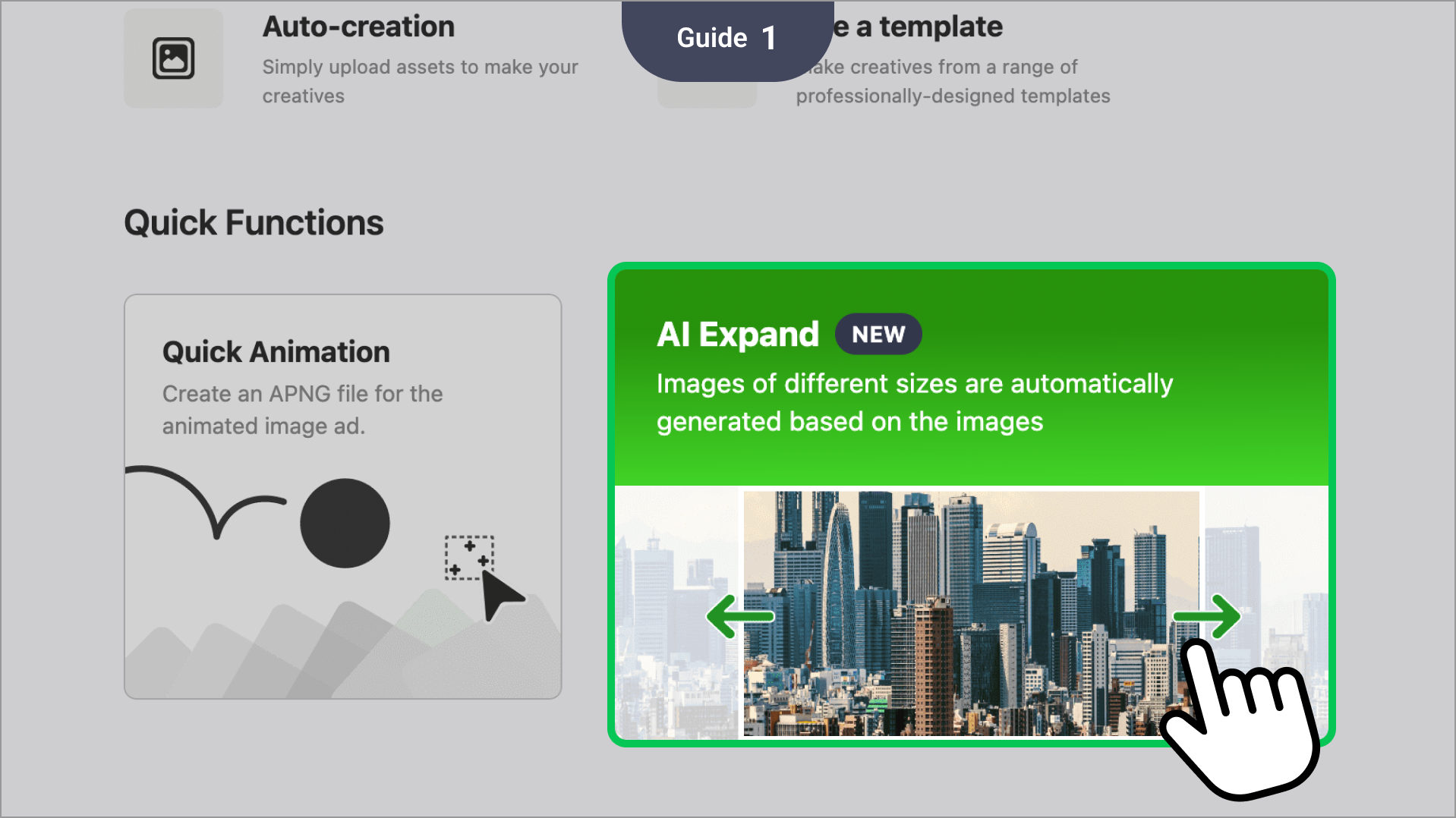 [クリエイティブを作る]から[Adobe Expressで作成]を選択します。