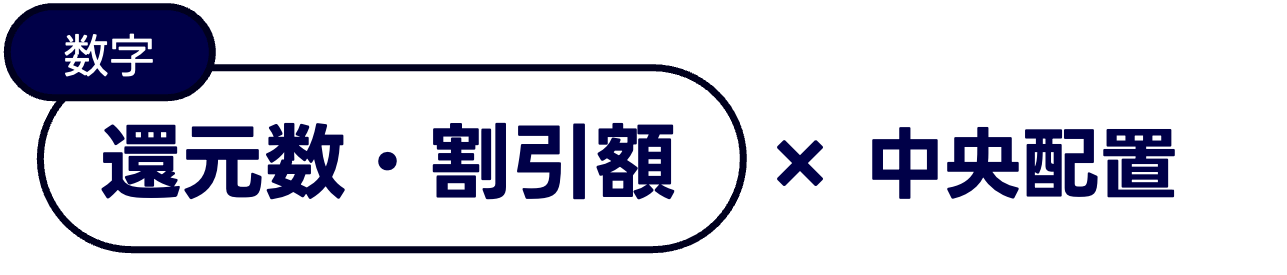 還元数・割引額 × 中央配置