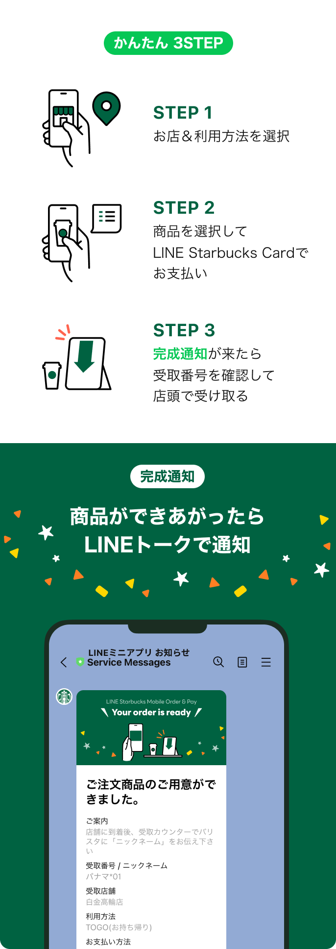 かんたん 3STEP お店＆利用方法を選択