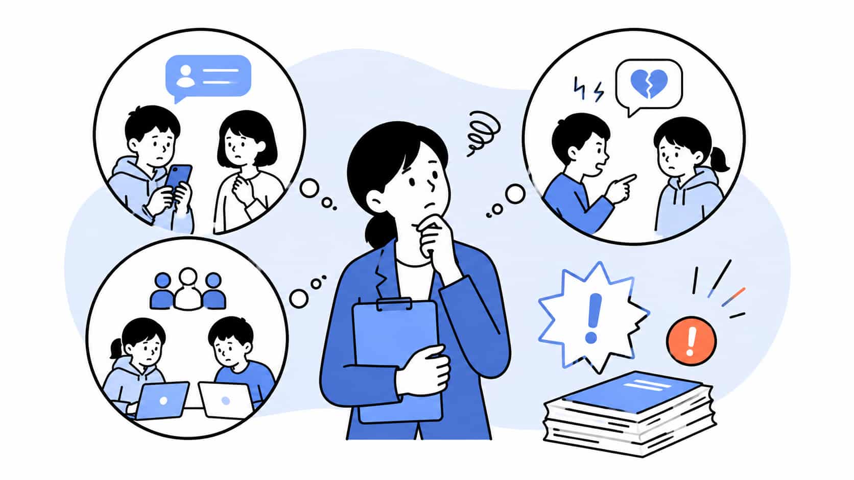 忙しすぎで余裕がないことを記した先生のイメージ画像