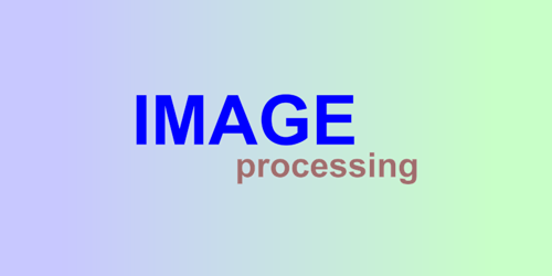 グラデーション背景が使用された「IMAGE processing」の文字のロゴ