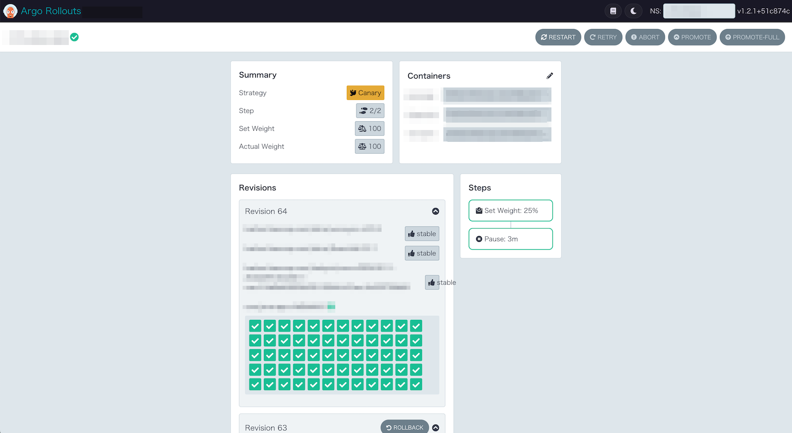 Argo Rollouts Dashboard の画面