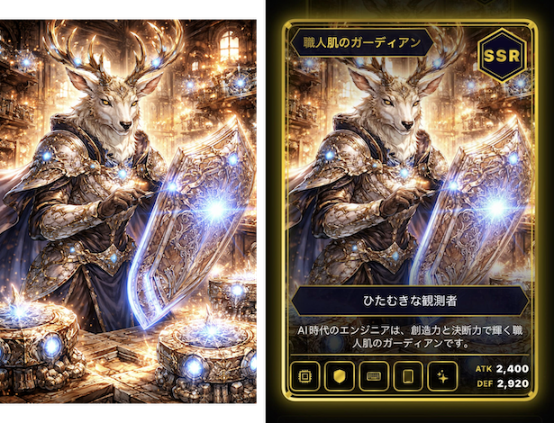 生成された画像とSwiftで装飾したカード