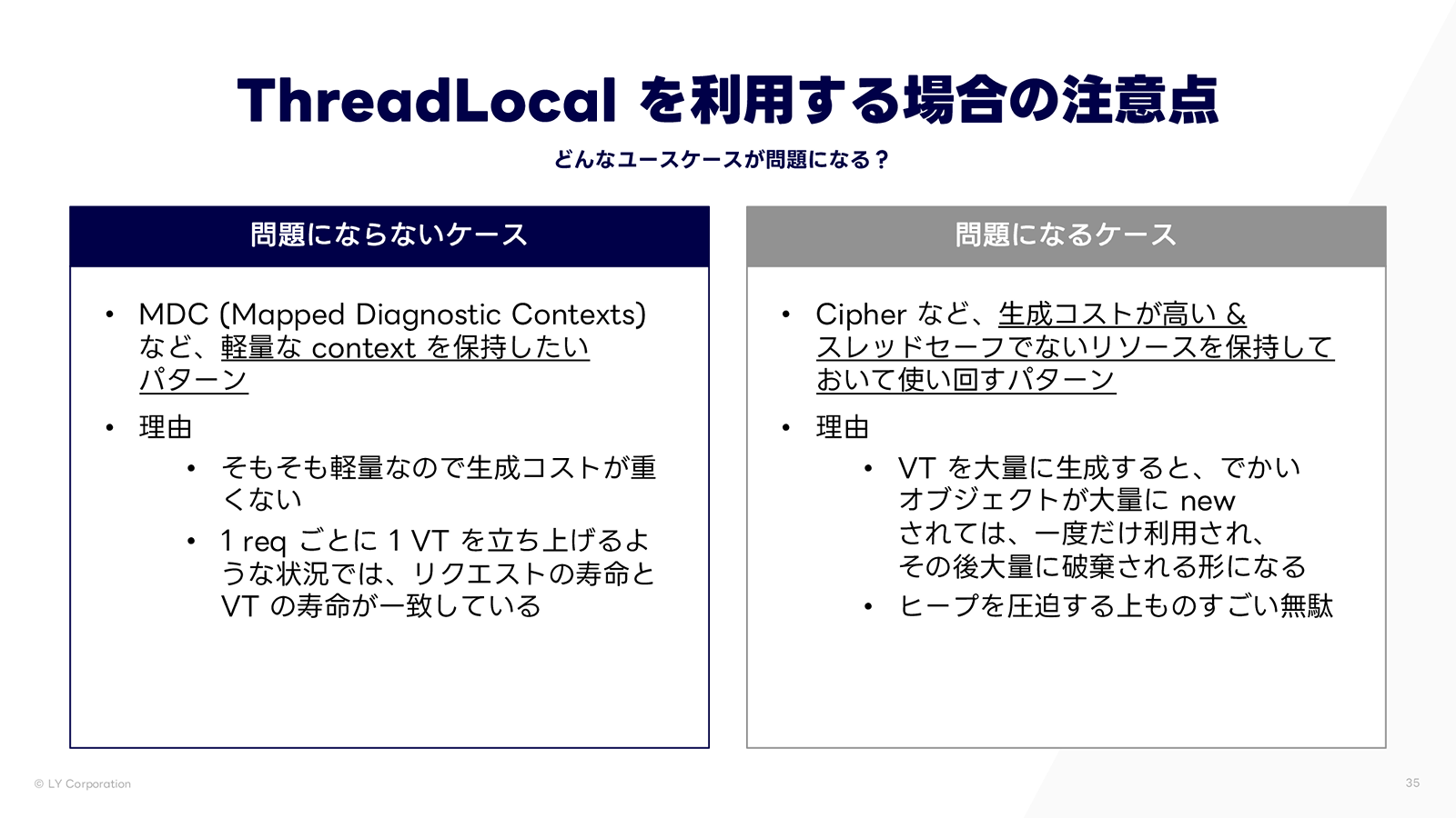 ThreadLocal の取り扱い