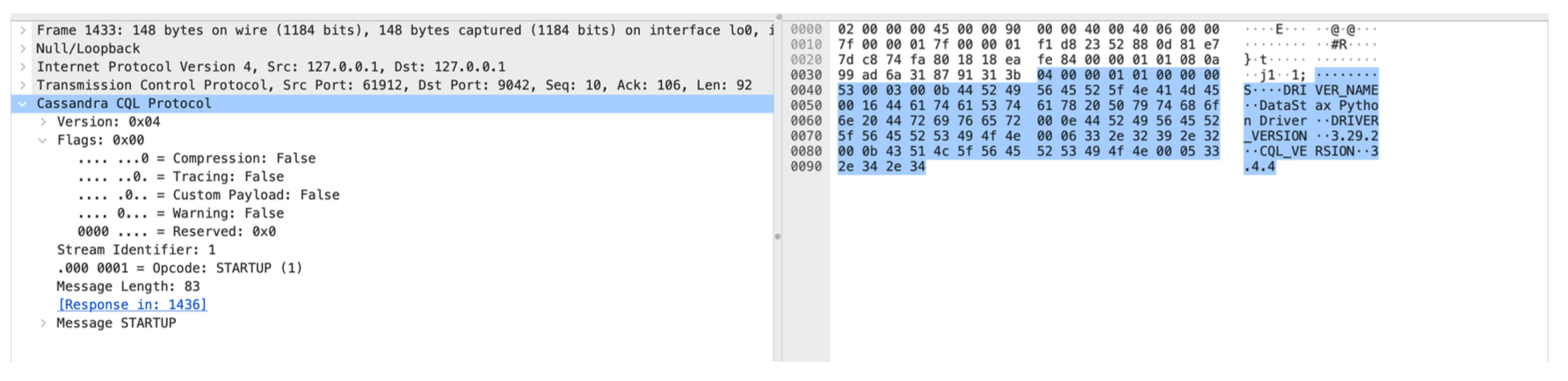 CQL BINARY PROTOCOL DUMP