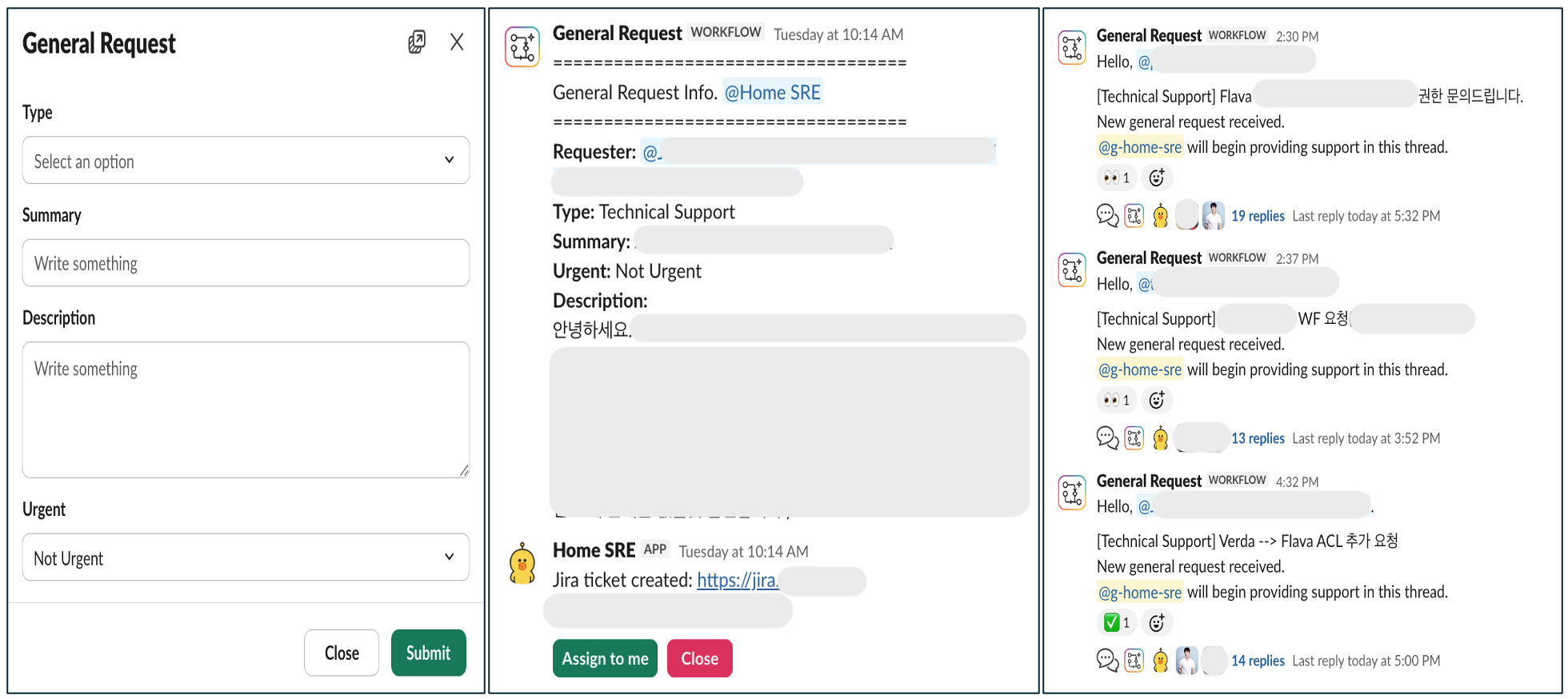 Slack 스레드에서 티켓 링크 확인 예시
