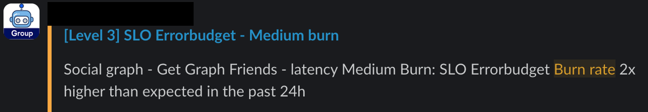 오류 예산 상태 알림 메시지 예시1