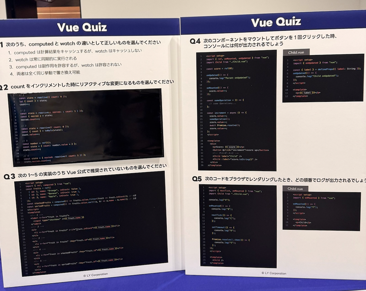 実際に使用したクイズ用のボードの画像