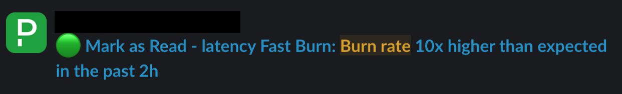 오류 예산 상태 알림 메시지 예시2