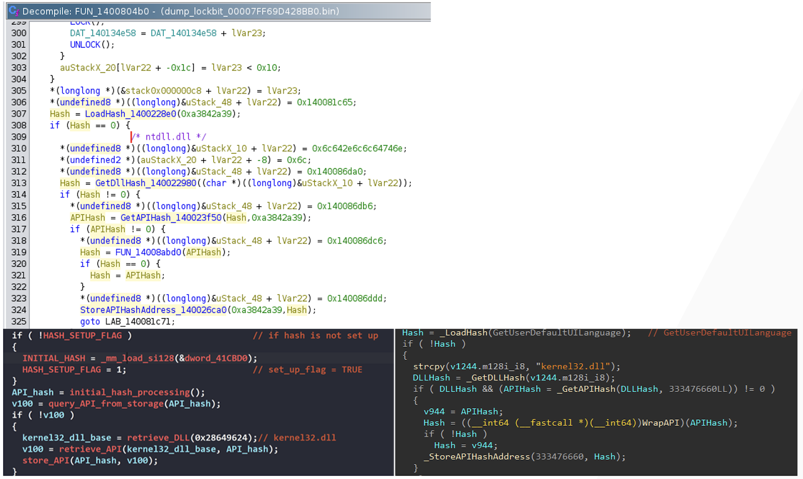 図7：LockBit 4.0とLockBit 5.0のAPI Hashing比較