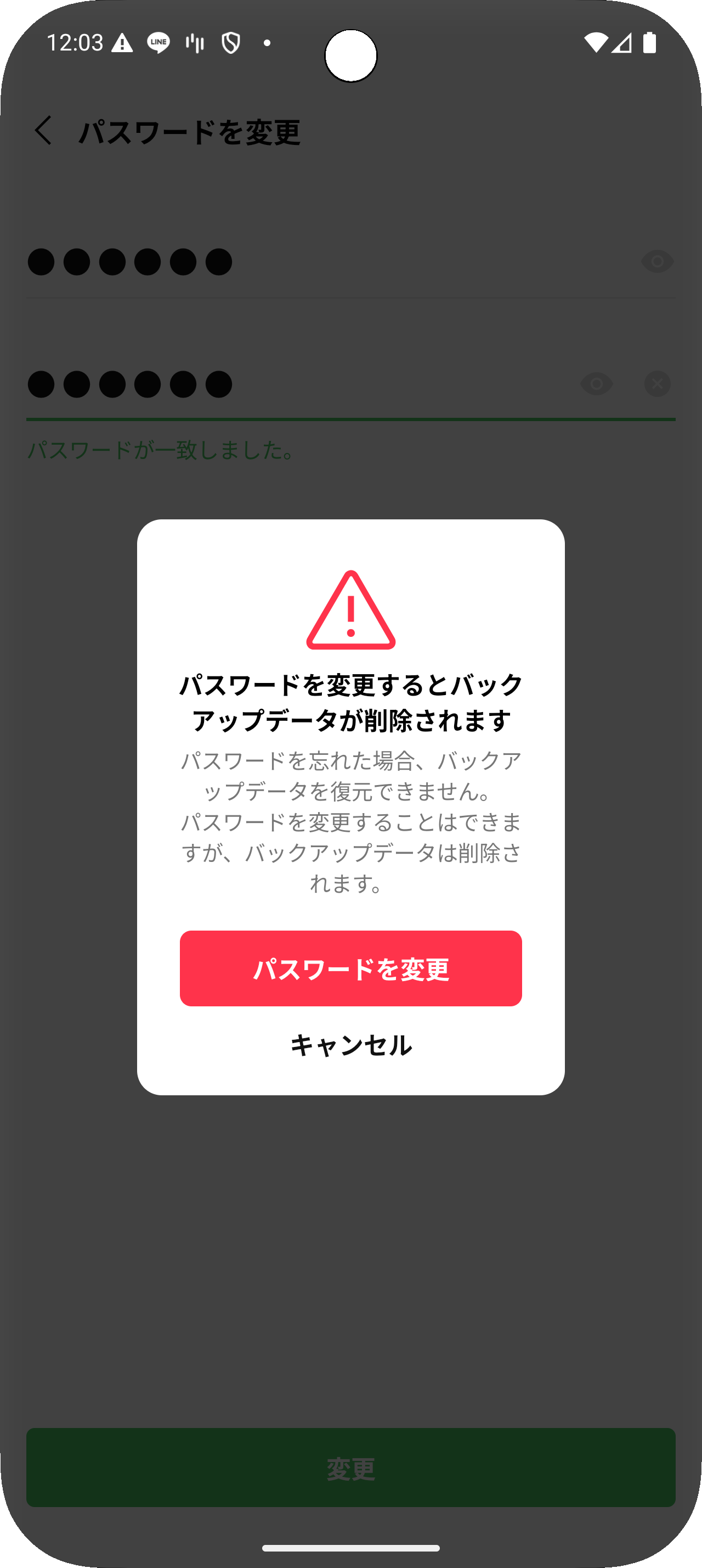 backup loss warning