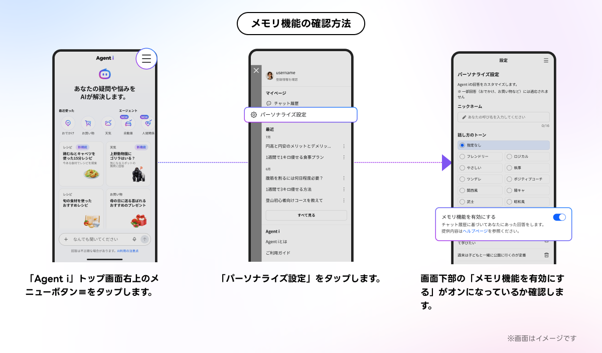 メモリ機能の確認方法