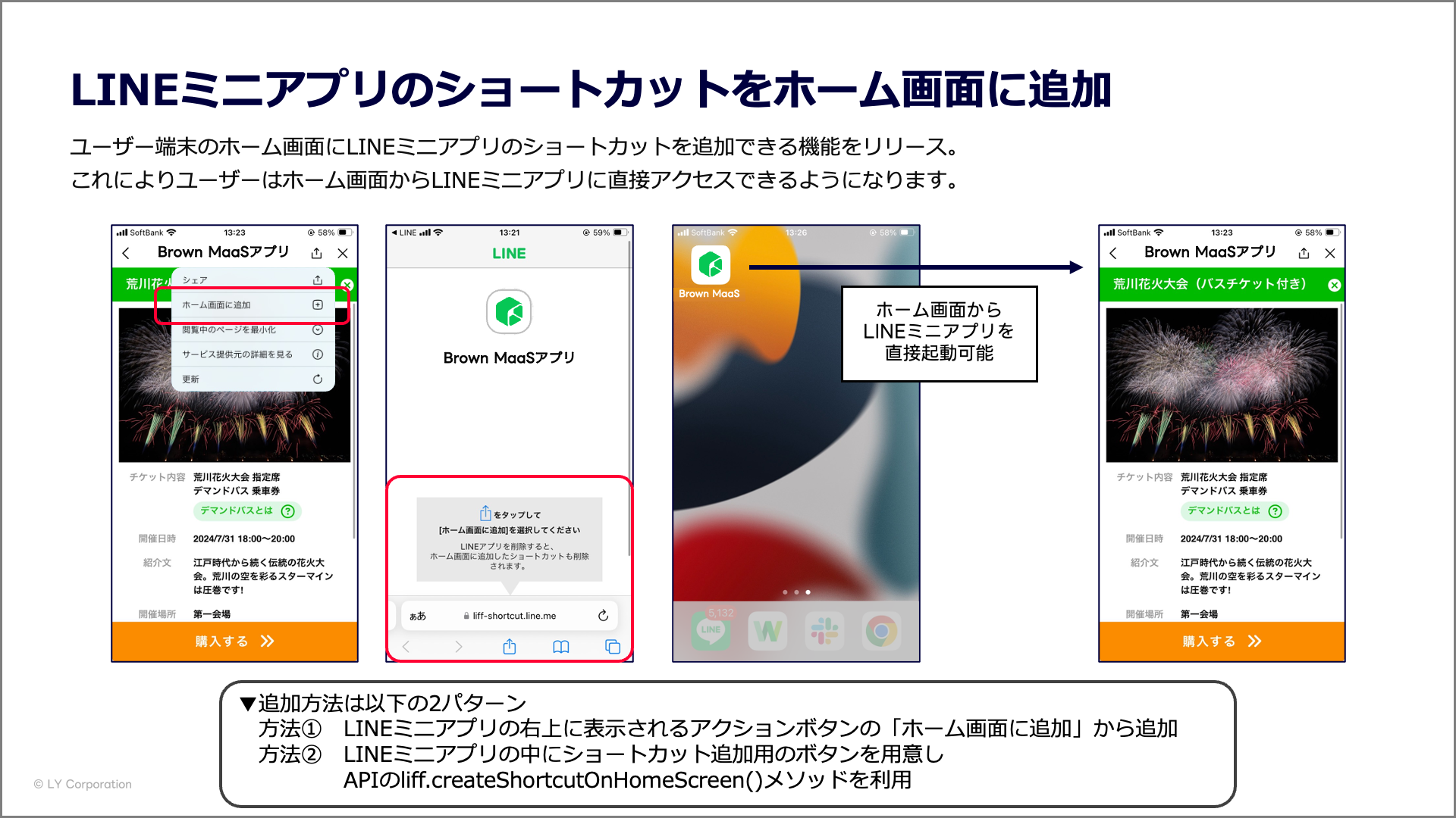 LINEミニアプリのショートカットをホーム画面に追加