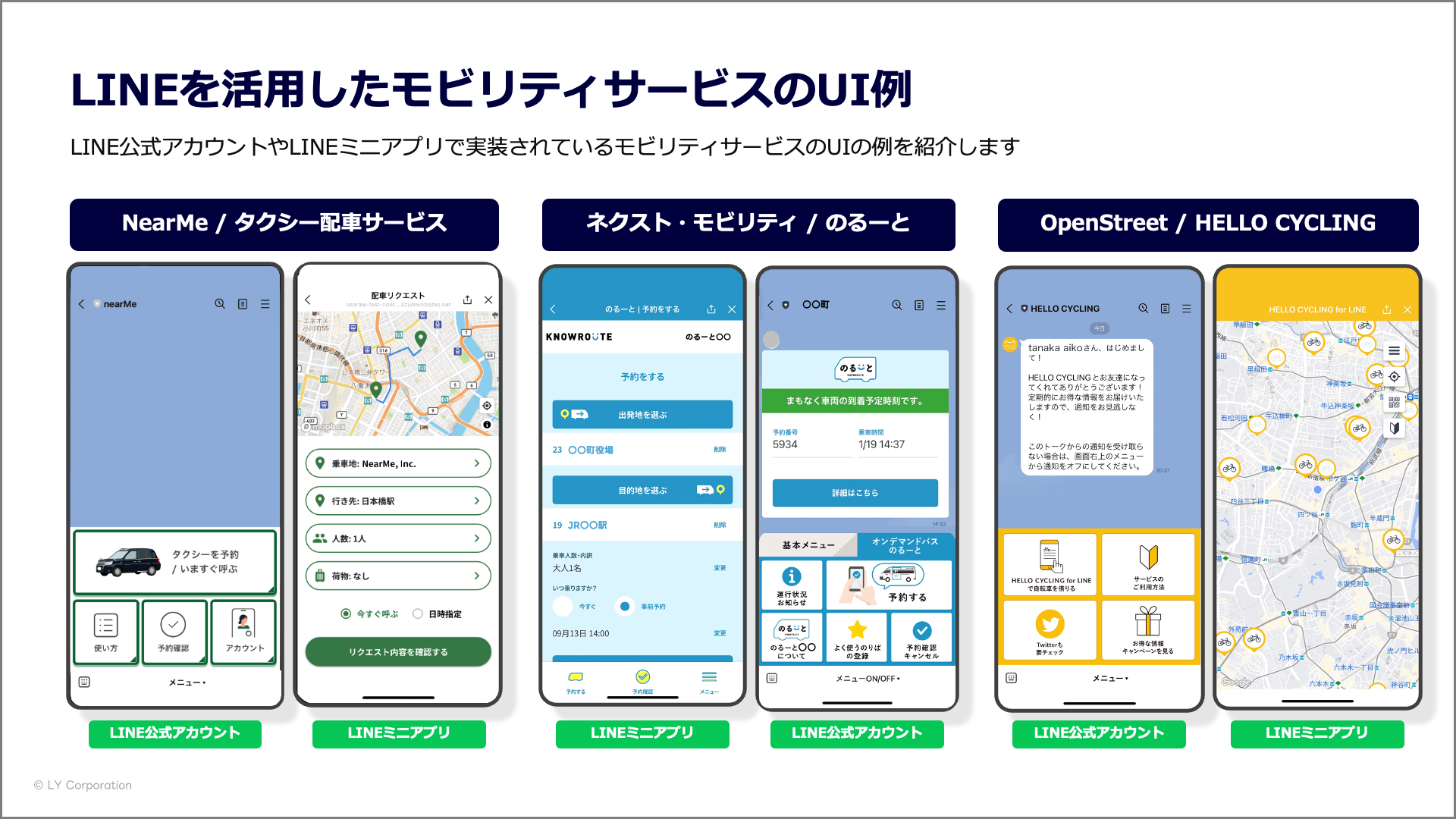 LINEを使ったMaaSのUI例