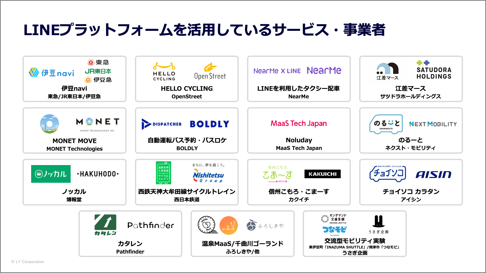 LINEを活用したモビリティサービス事業者一覧