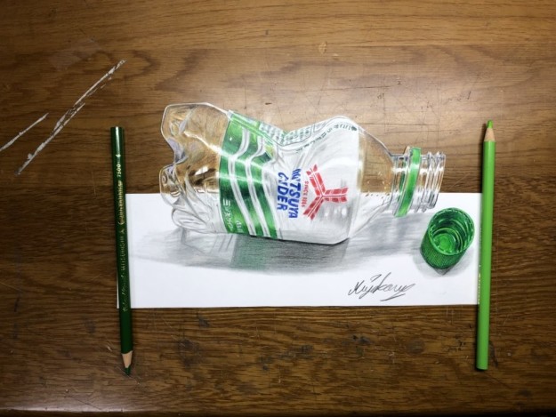色鉛筆画三ツ矢サイダー(原画) 写真と勘違いする人続出 アサヒ飲料公式も「本物みたい」と反応