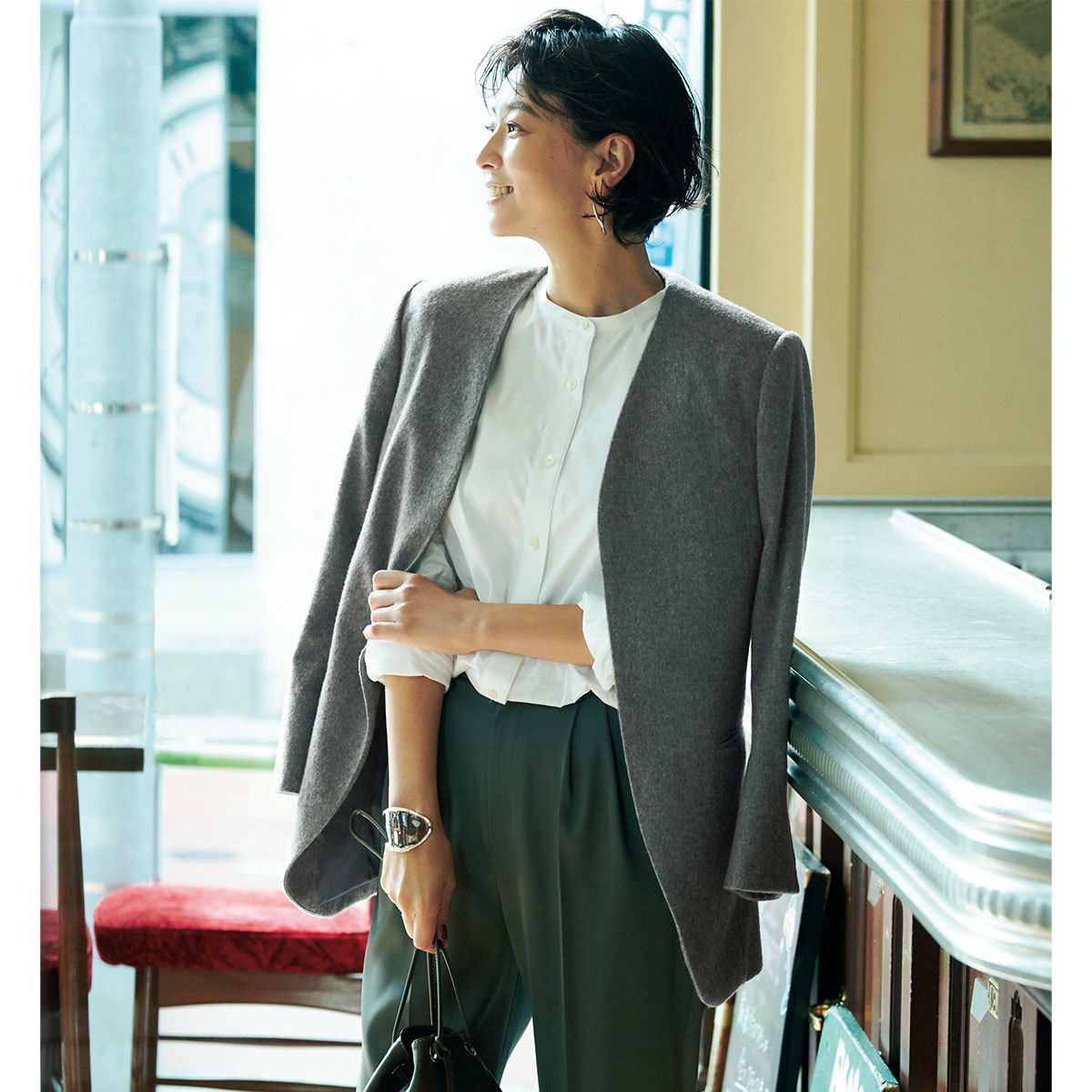 M7days ツイード　ノーカラー　ジャケット　松村純子　完売品