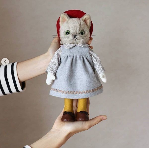 ハンドメイド　ぬいぐるみ　作家様 ハンドメイド ぬいぐるみ 猫 作家様製 猫テディベア作家