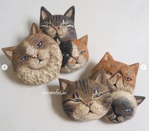 不満顔さえも愛しくなる！ ハンドメイドの「木彫り猫」が