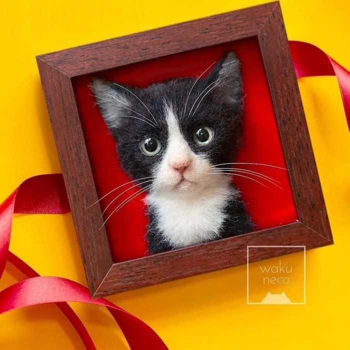 瞳にキュン♡ とってもリアルな「わくねこ」羊毛フェルトの世界