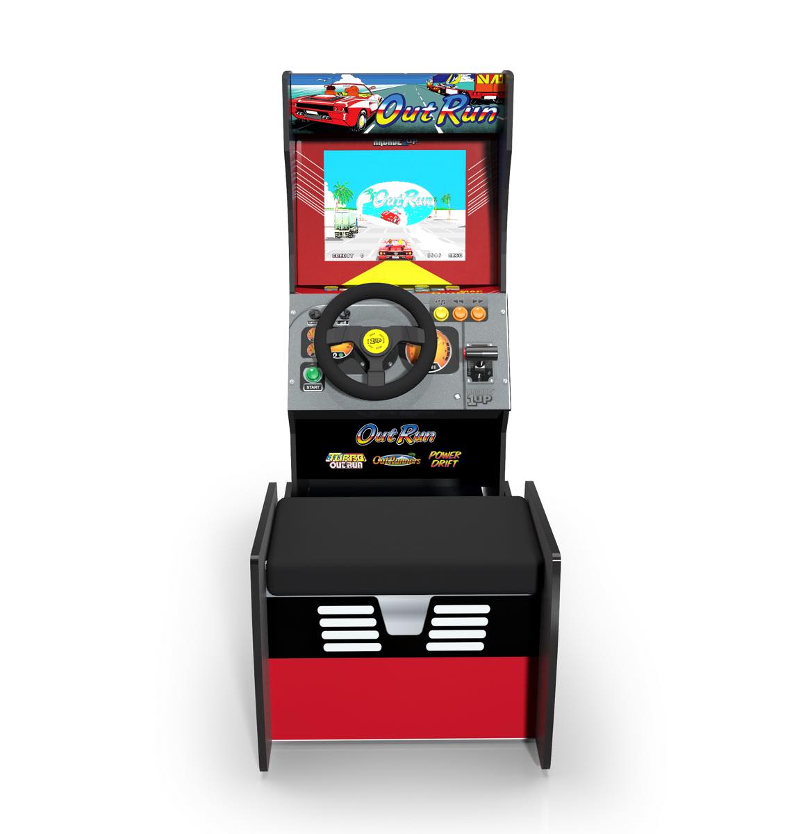 ゲーセンで獲得したものです。 あの「アウトラン」だぁぁ！ 家庭用ゲーセン風筐体「ARCADE1UP