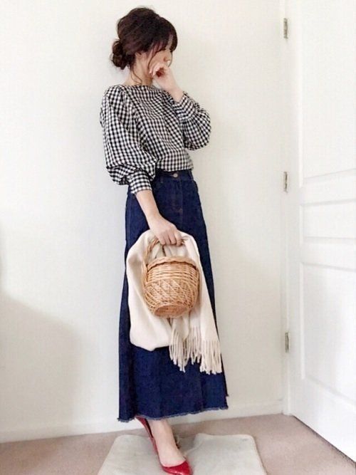 ギンガムチェックブラウススカート