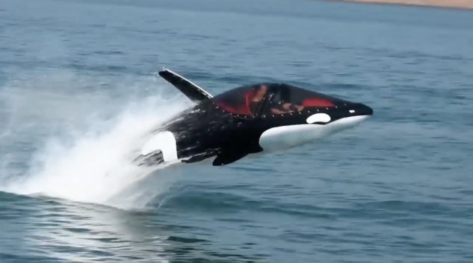 時速100キロでジャンプもするシャチ型高速艇（bouncy）