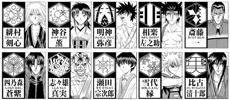 るろうに剣心展」展示原画の一部公開、和月伸宏公認の各キャラの家紋も