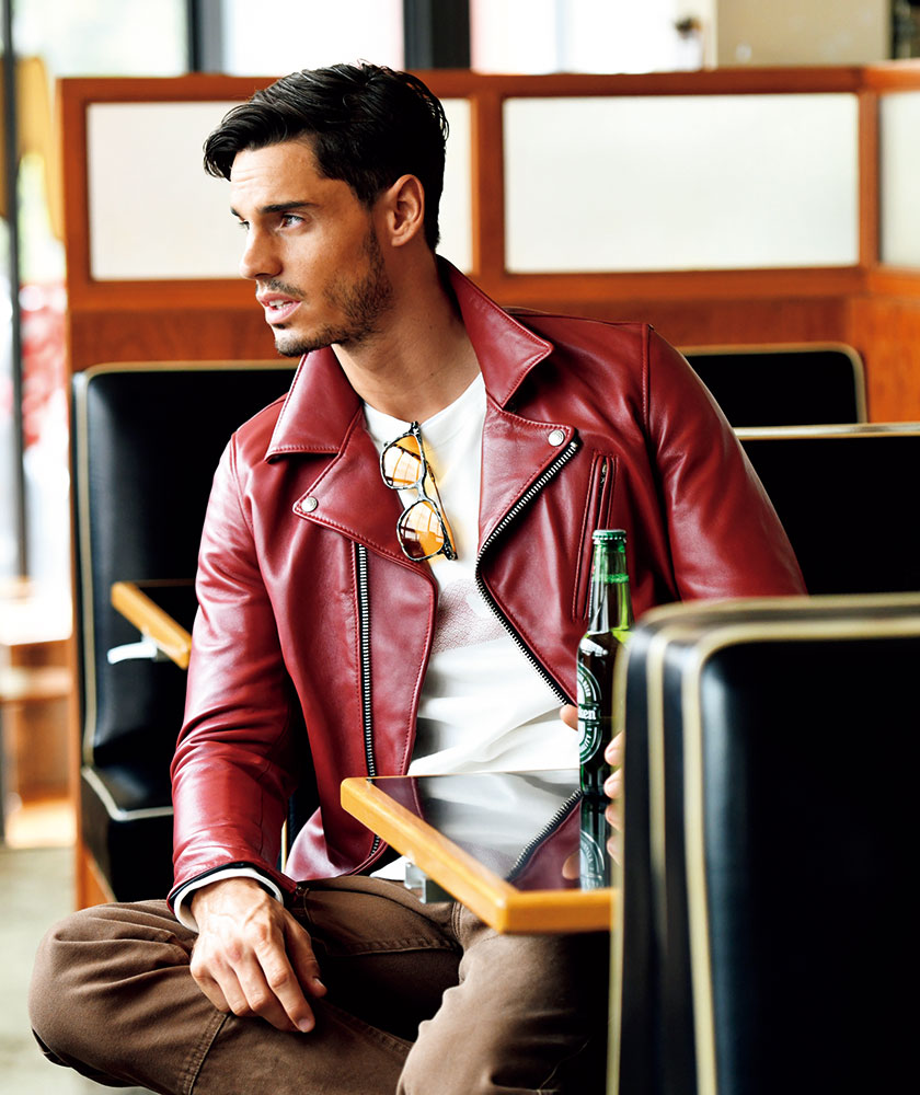 NANO ダーバン レザージャケット 赤 Wジップ UNIVERSE (ナノユニバース