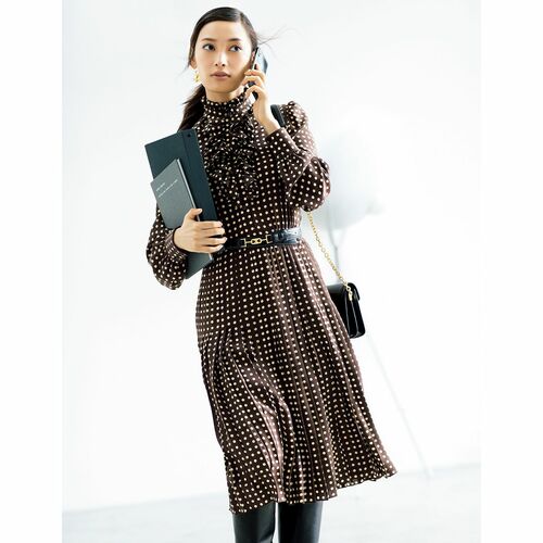 美品 セリーヌ シルク ドット柄 ワンピース 可愛いドット◇CELINE ラバリエール シルク ワンピースドレス (CELINE