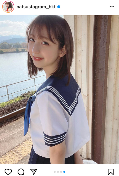 HKT48 松岡菜摘、いつまでも眺めたいセーラー服ショット公開
