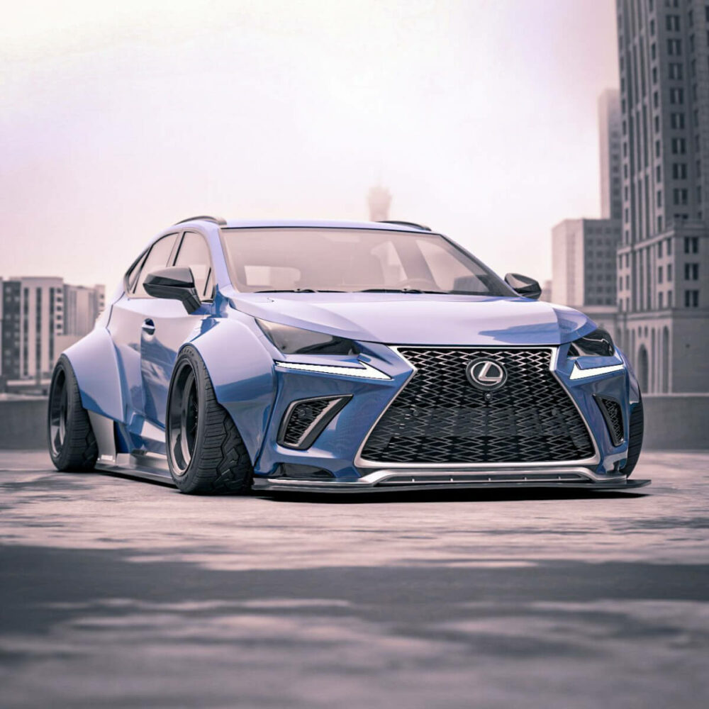 レクサス NXが闇堕ち！バーフェン・深リム・シャコタンの族車3点セット