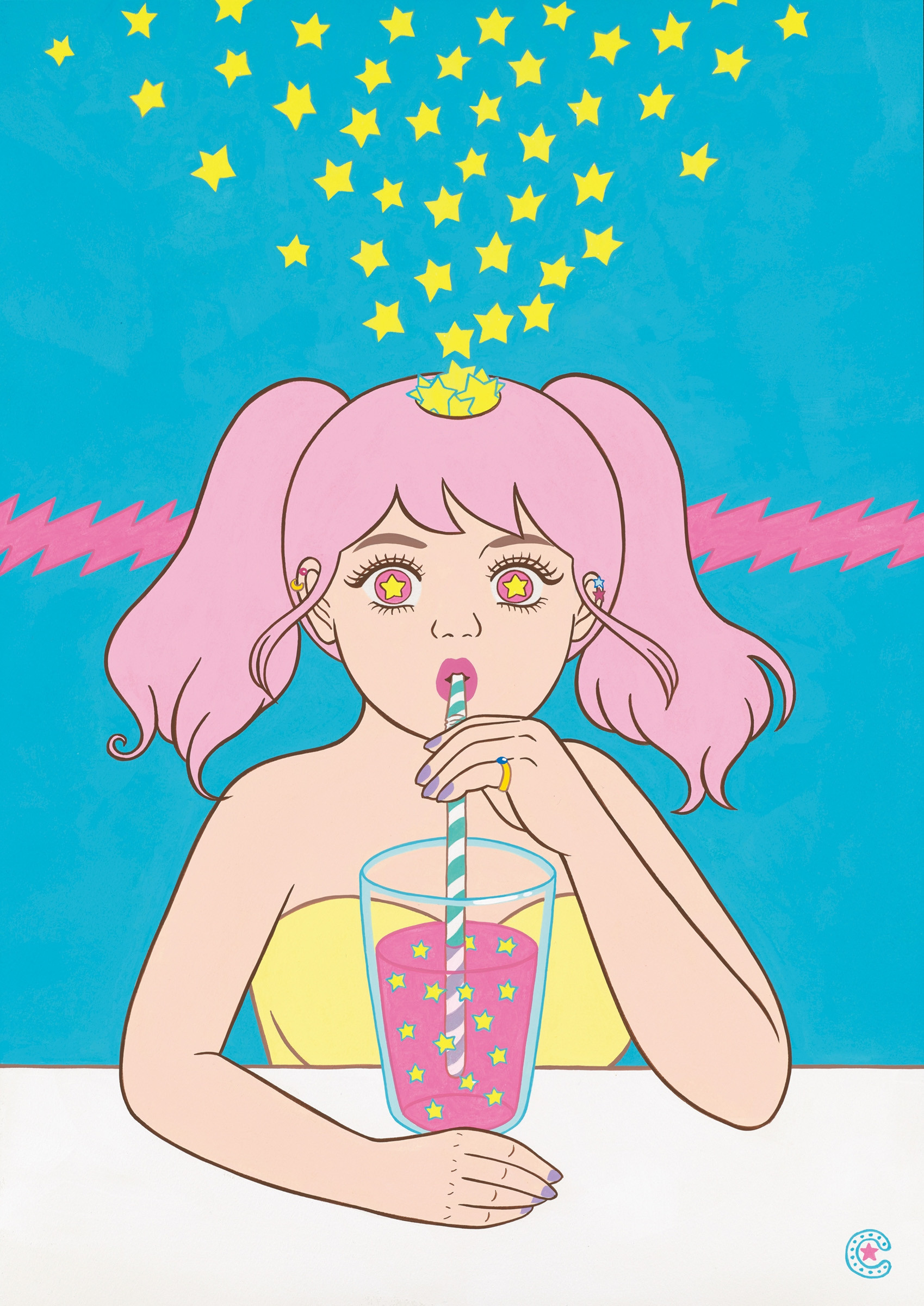 イラストレーター 竹井千佳が初の画集を発売、昭和少女を描いたポップ