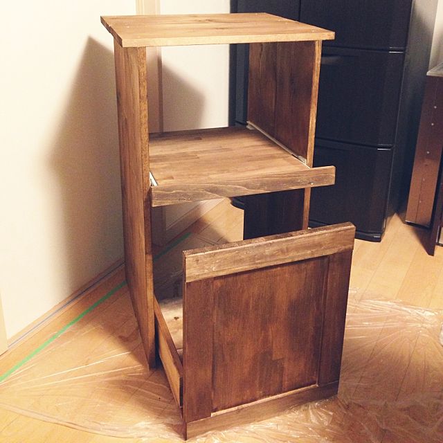 DIY 炊飯器台 新商品】 スライドレンジ台 カウンタータイプ 引出し 扉