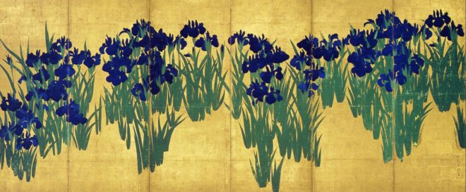 江戸後期 「光琳風杜若花図 蒔絵盒子」 燕子花図 文化遺産オンライン